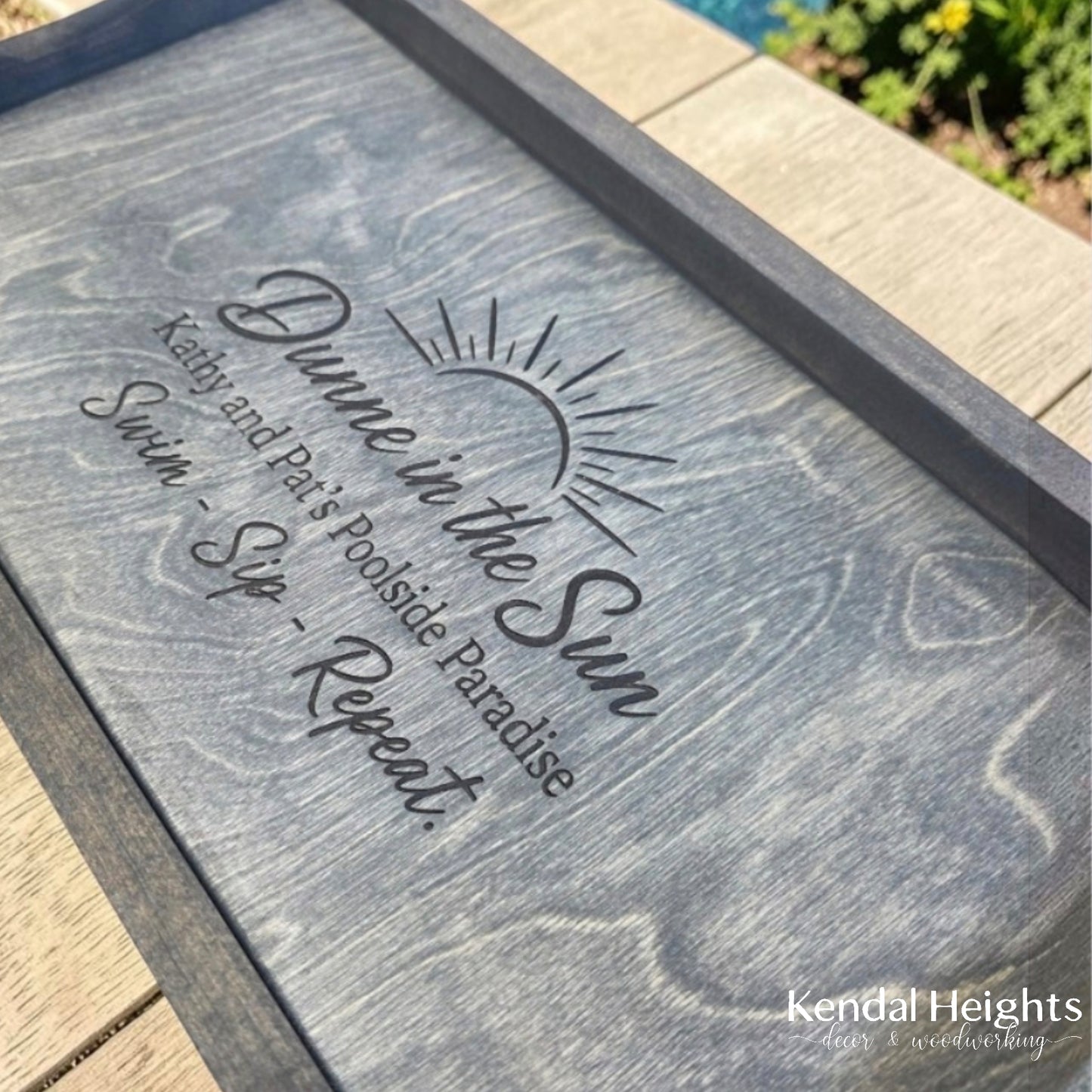 Personalized Tray with wood handles