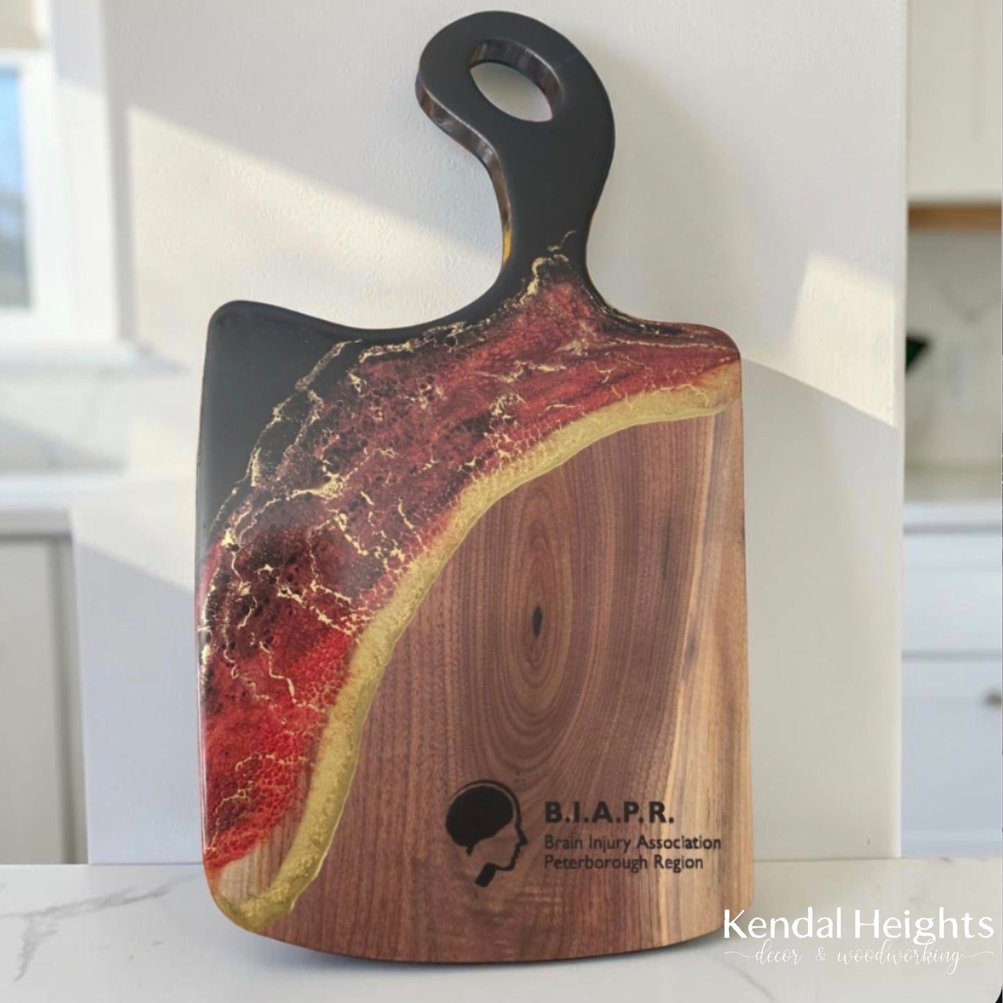Epoxy Black Walnut Charcuterie Board with Handle