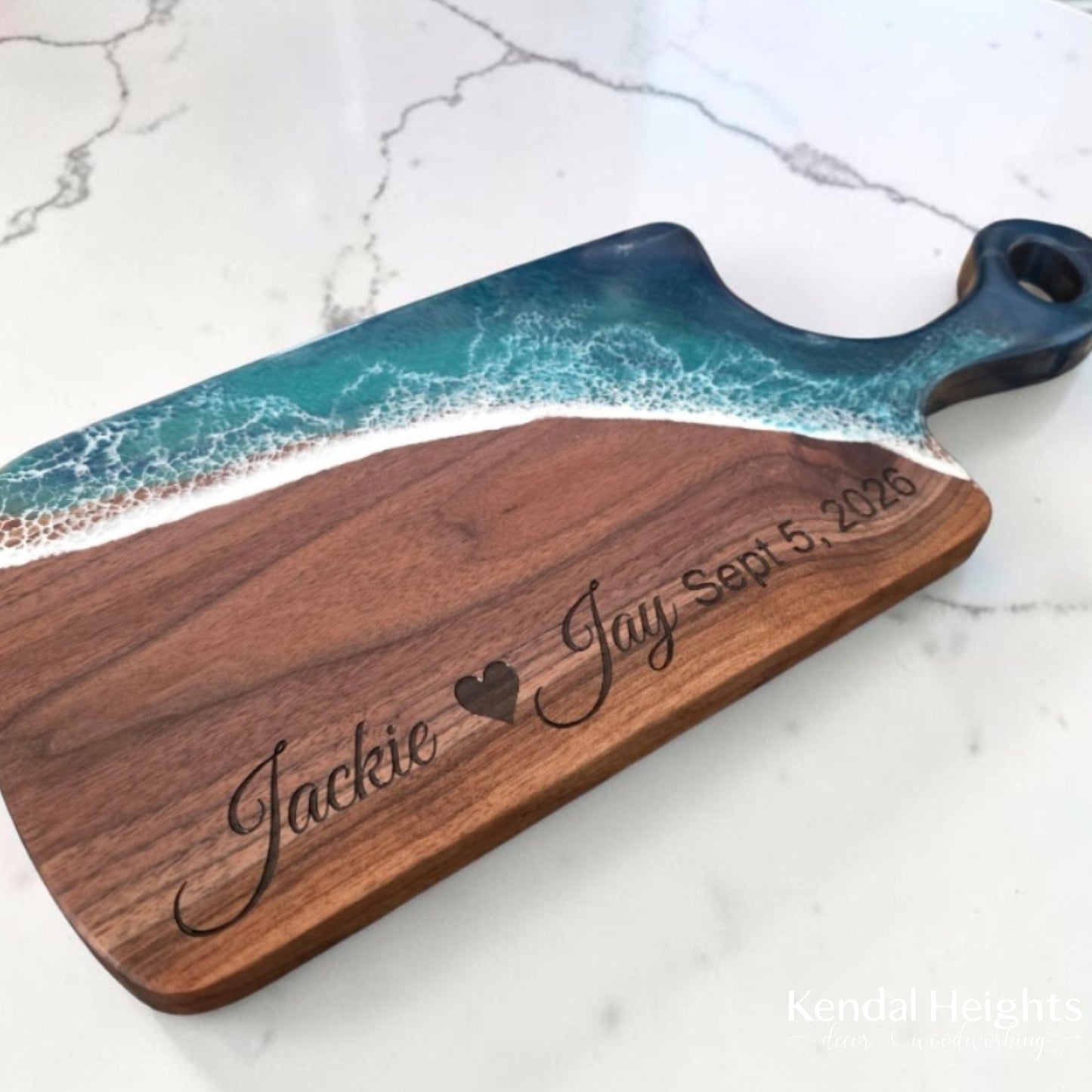 Epoxy Black Walnut Charcuterie Board with Handle