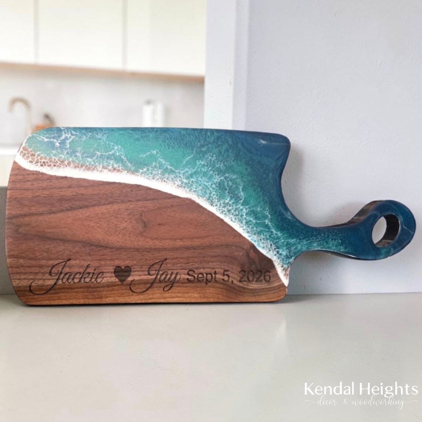Epoxy Black Walnut Charcuterie Board with Handle