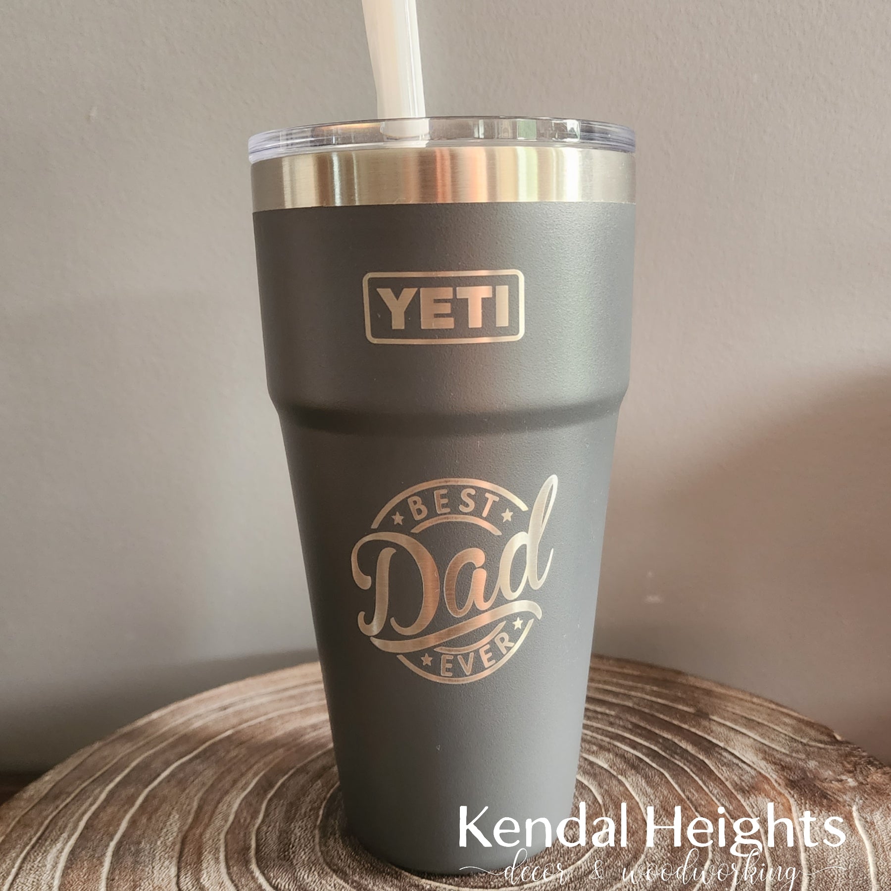 REAL YETI 25 Oz. Rambler With Straw Lid Laser Engraved Canopy 