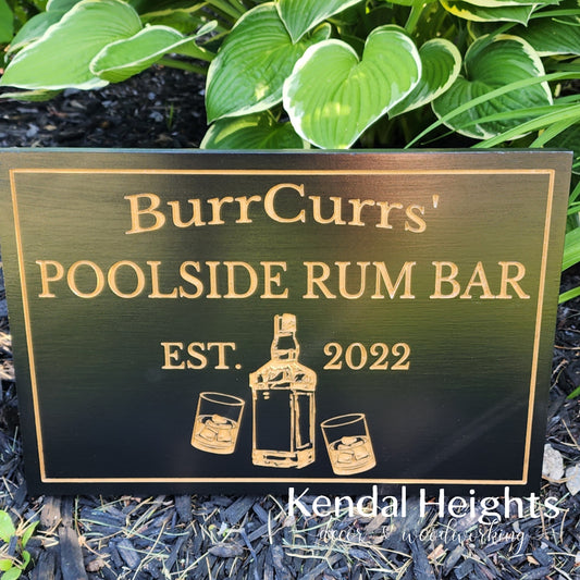 Engraved Poolside Bar Sign
