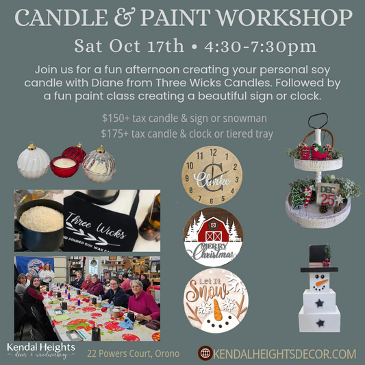 Dual Candle & Paint Workshop - Three Wick Candles