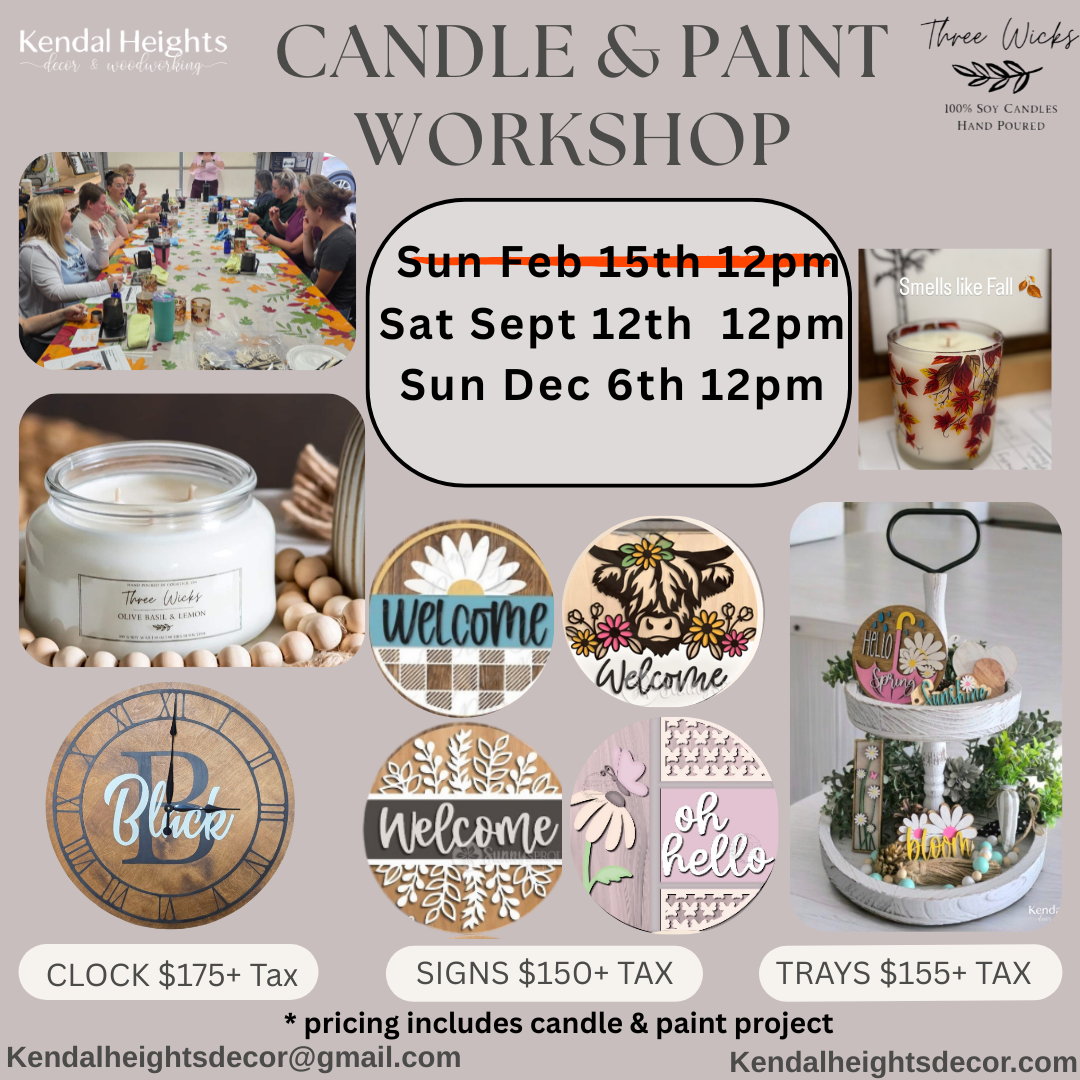 Candle & Paint Workshop with Three Wick Candles