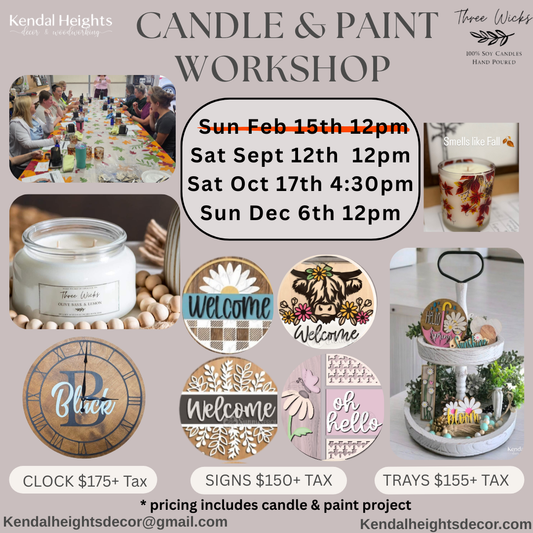 Candle & Paint Workshop with Three Wick Candles