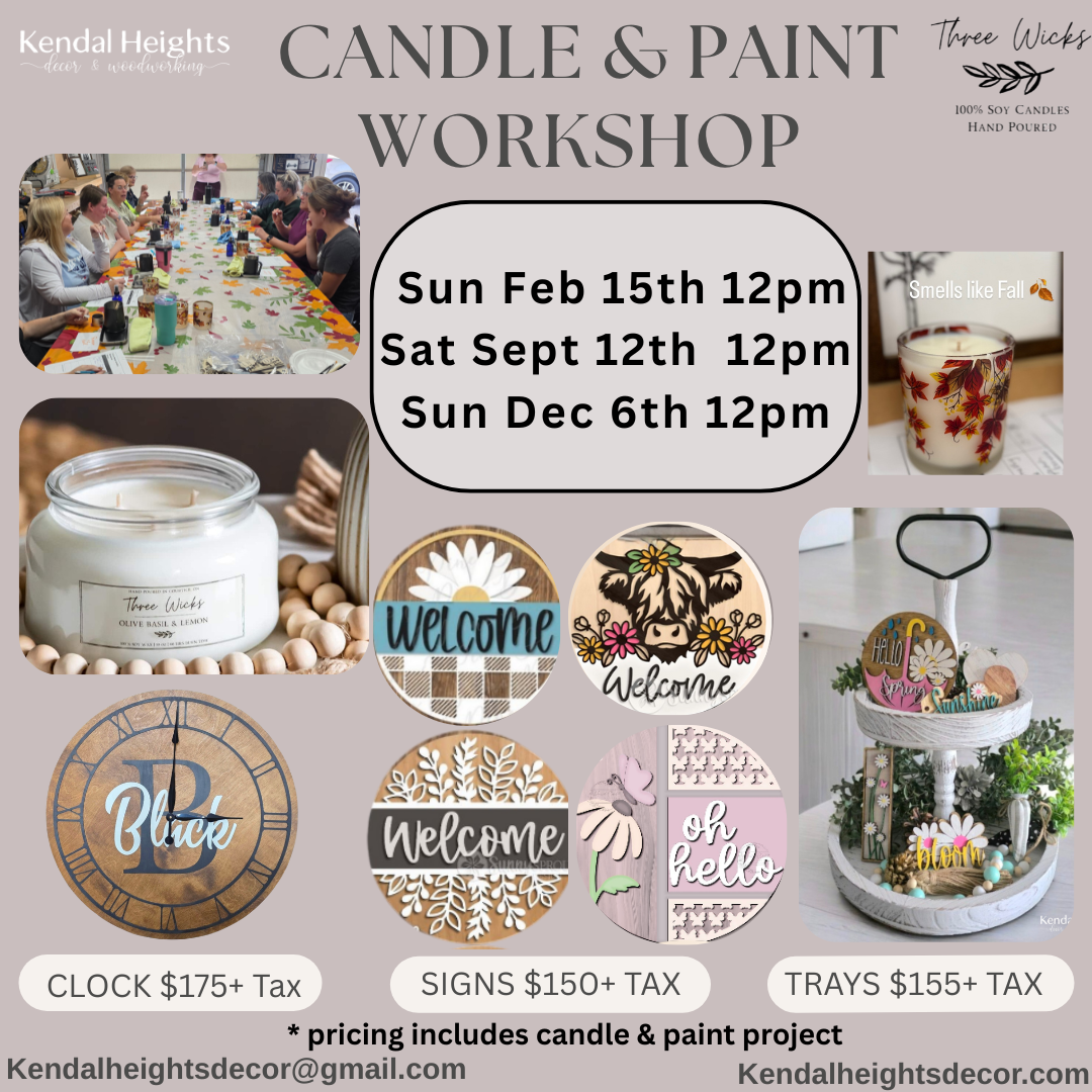 Candle & Paint Workshop with Three Wick Candles