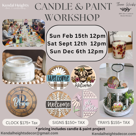Candle & Paint Workshop with Three Wick Candles