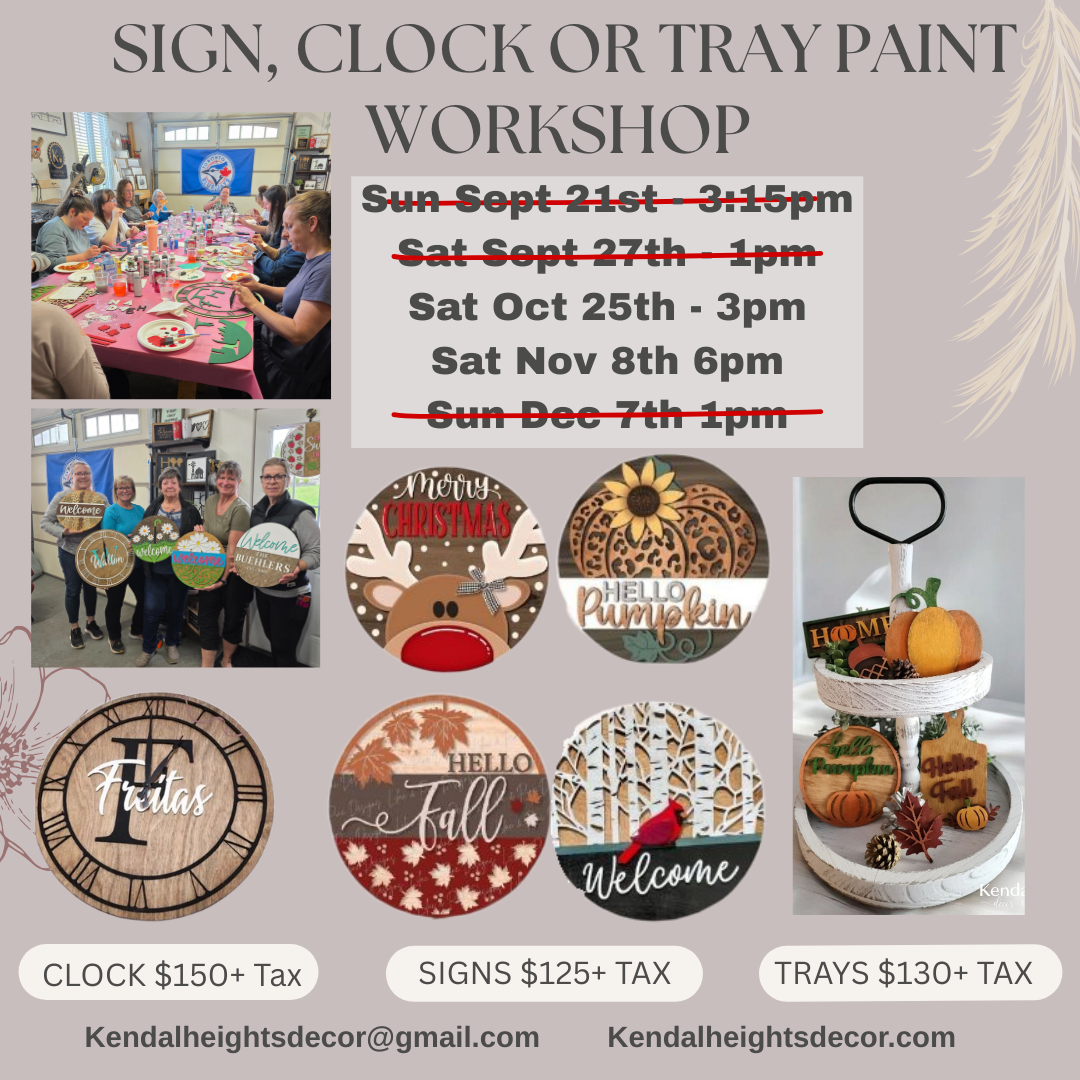 Paint / Clock Workshop Events - Deposit Only
