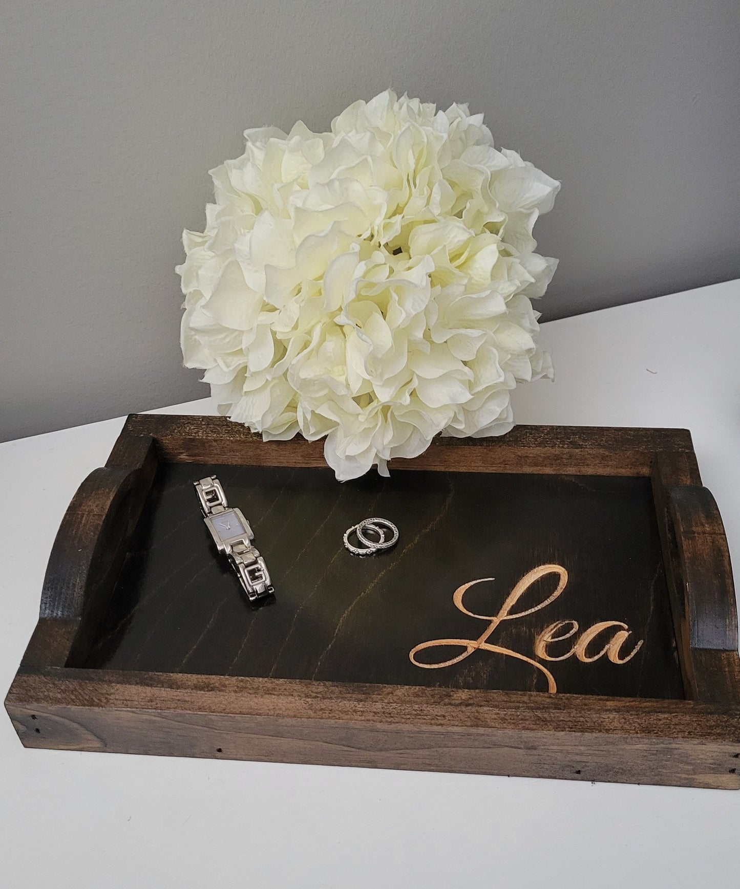 Personalized Tray with wood handles