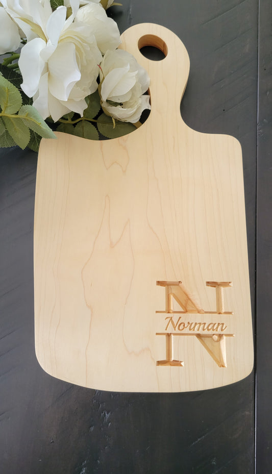 Maple Engraved Charcuterie Board with Handle