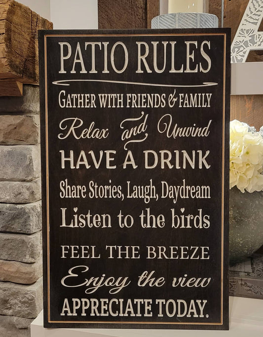 Engraved Porch Rules Sign
