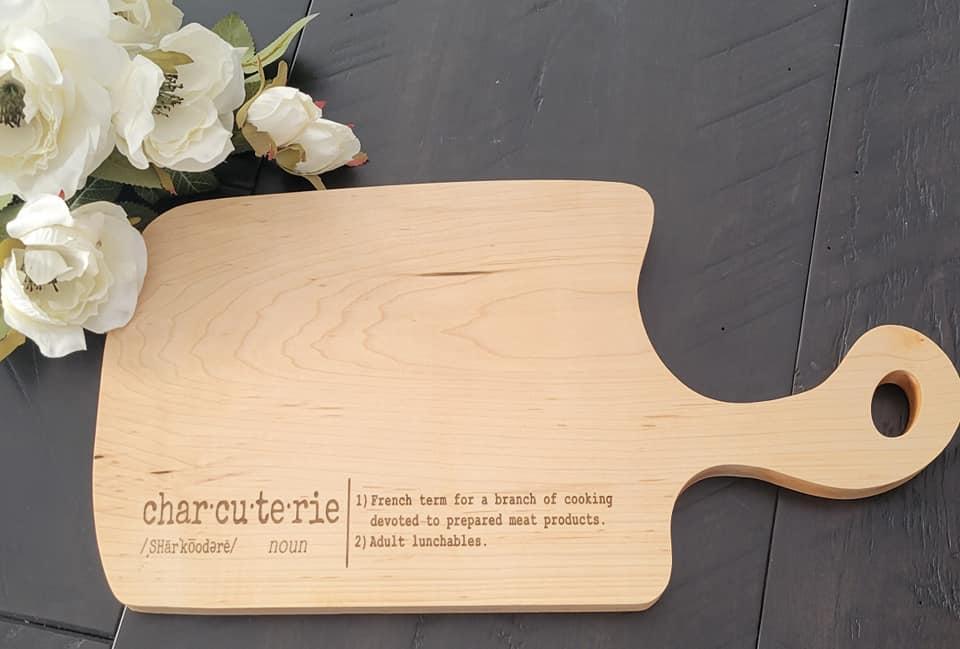 Maple Engraved Charcuterie Board with Handle