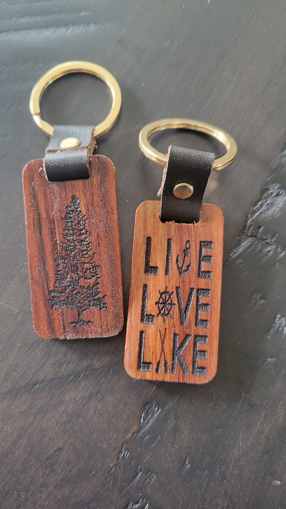 Walnut Laser Etched Keychain