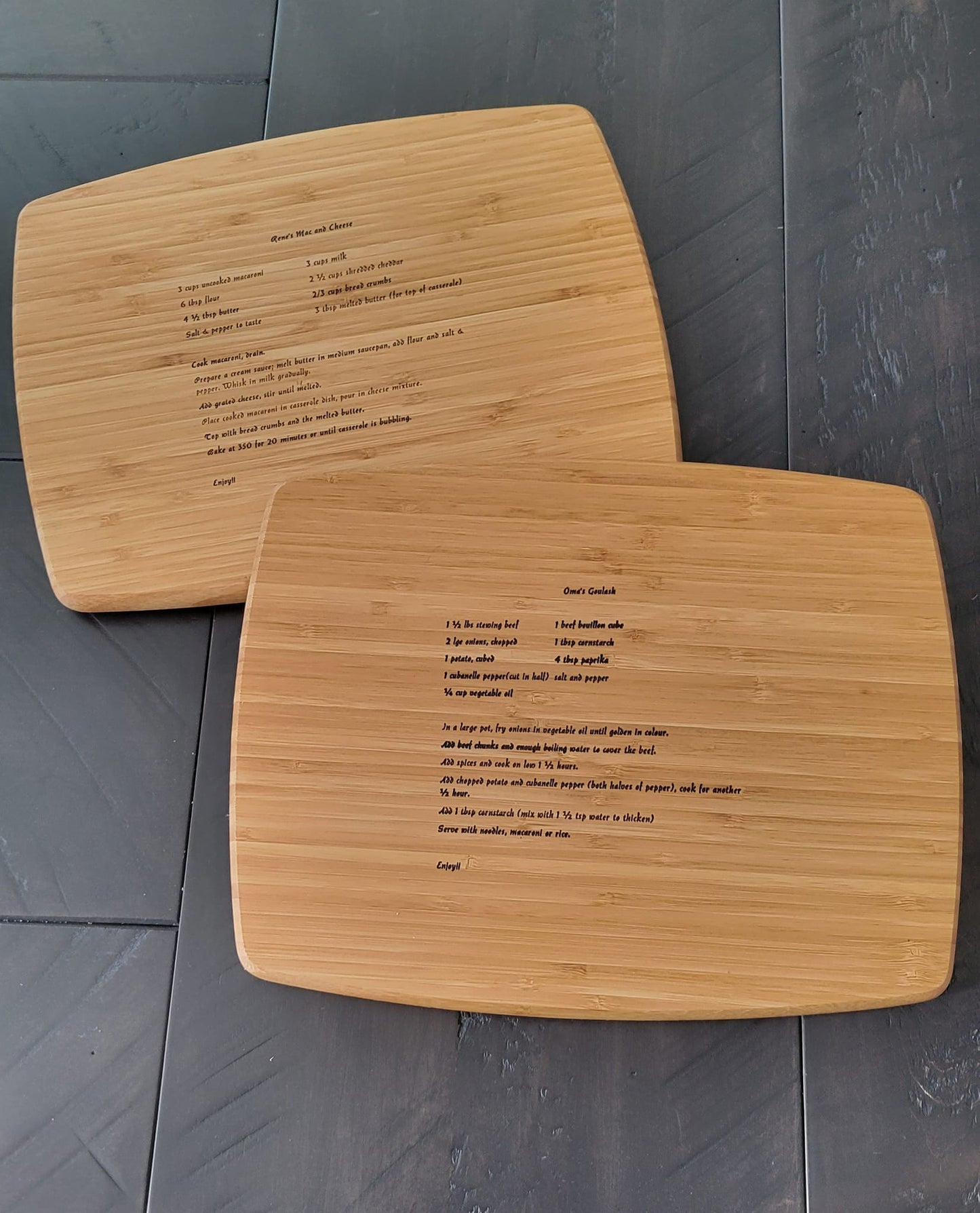 LASER Recipe Bamboo Cutting Board