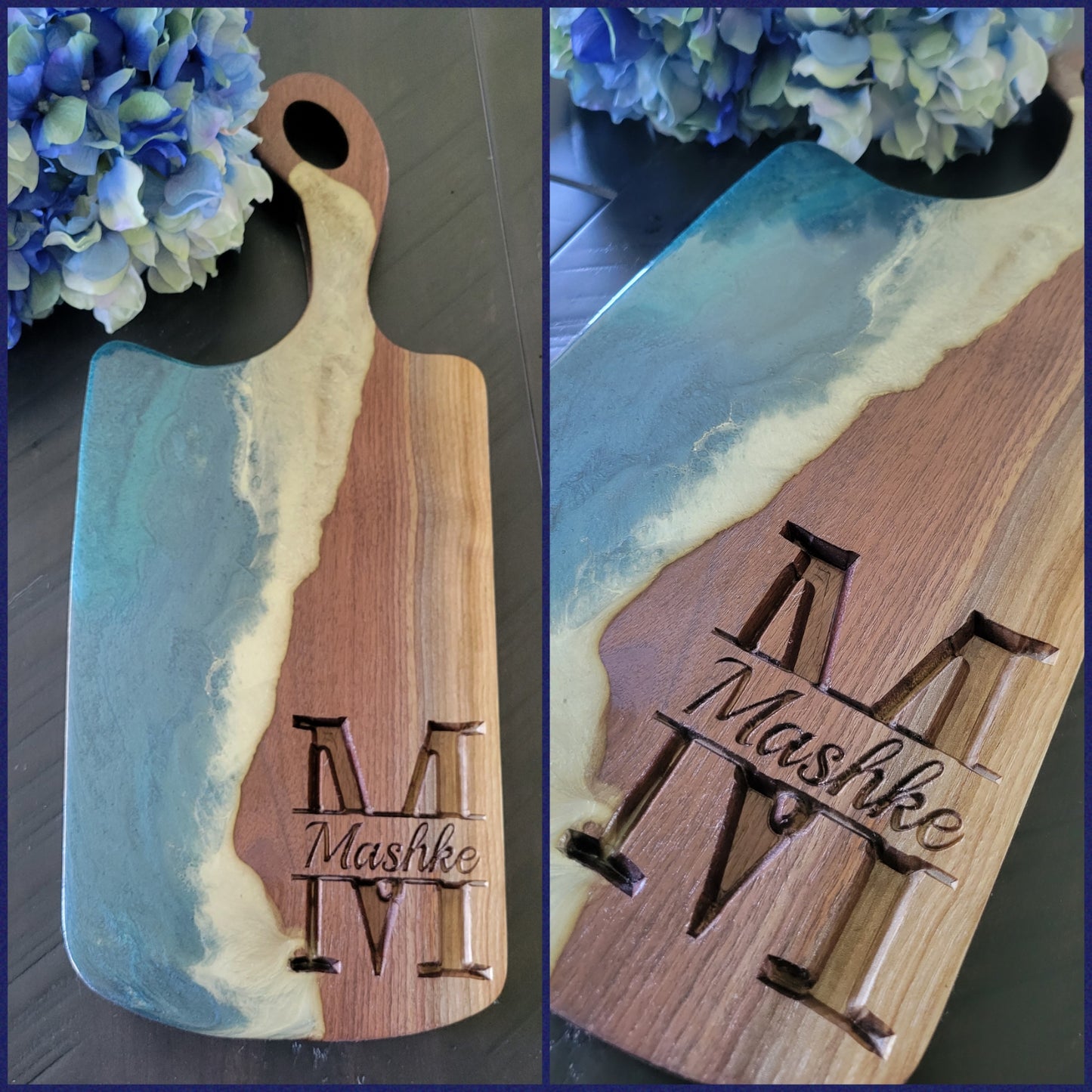 Epoxy Engraved Charcuterie Board with Handle