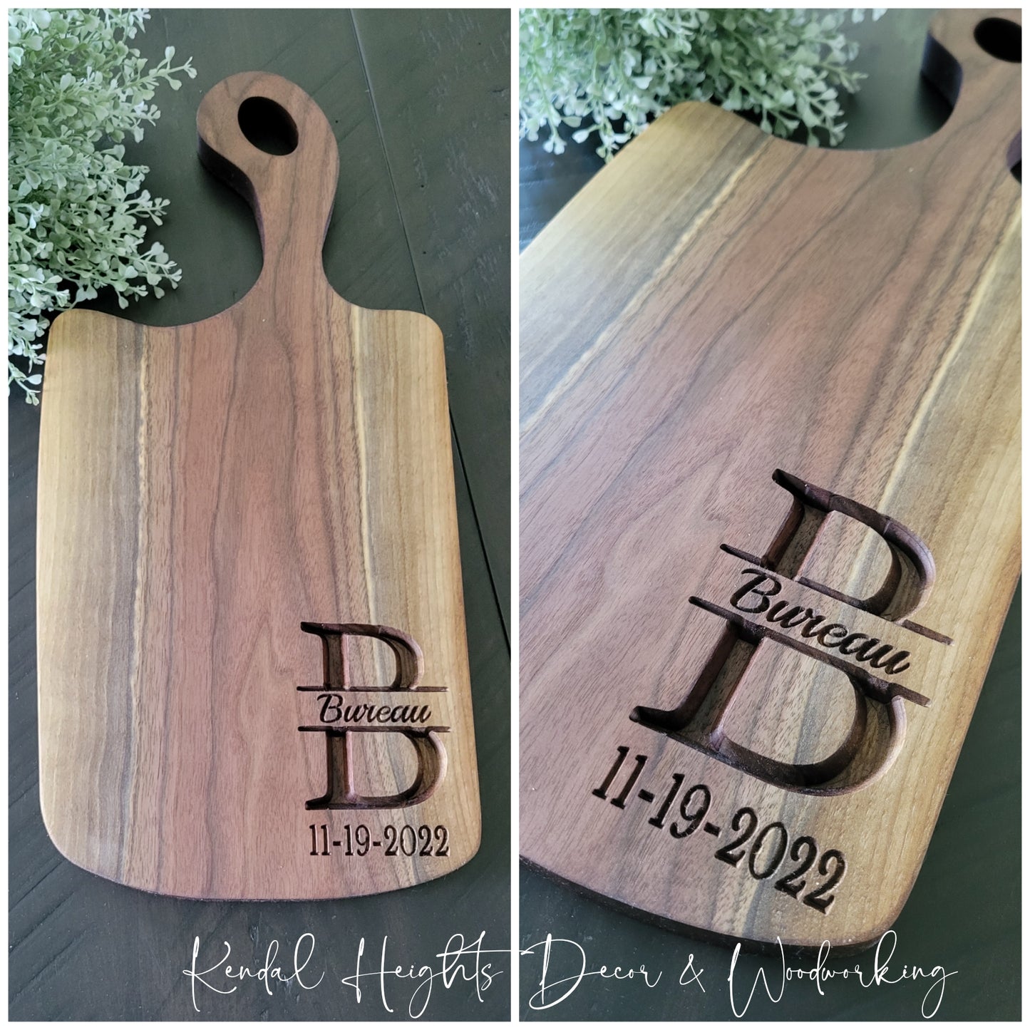 Black Walnut Engraved Charcuterie Board with Handle