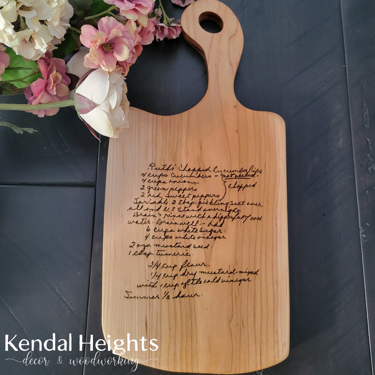 Maple Laser Etched Charcuterie Board with Handle