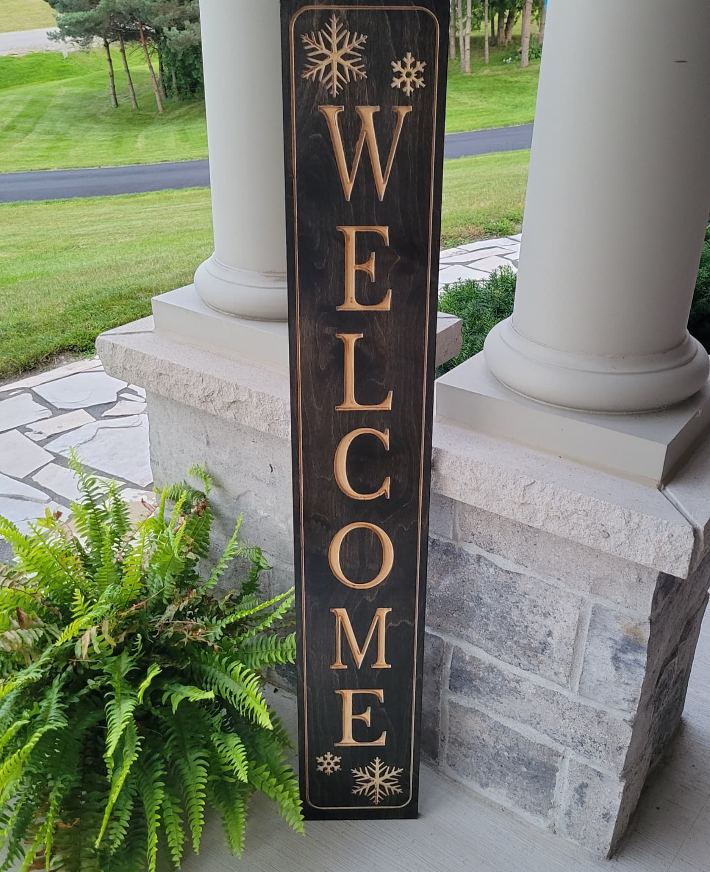 Custom Engraved Welcome Signs - Winter Decor