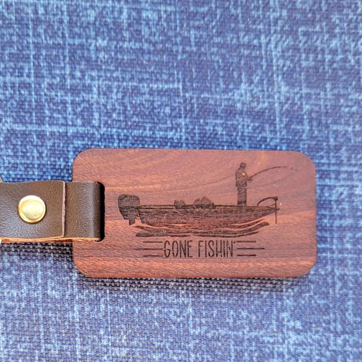 Walnut Laser Etched Keychain