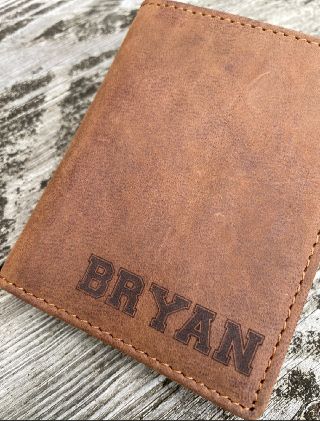 Leather Etched Card Holder