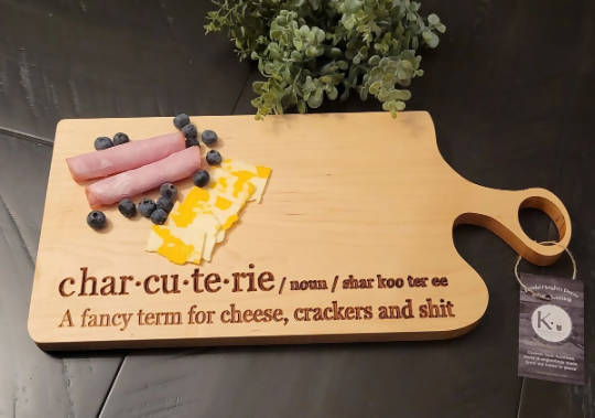 Maple Engraved Charcuterie Board with Handle