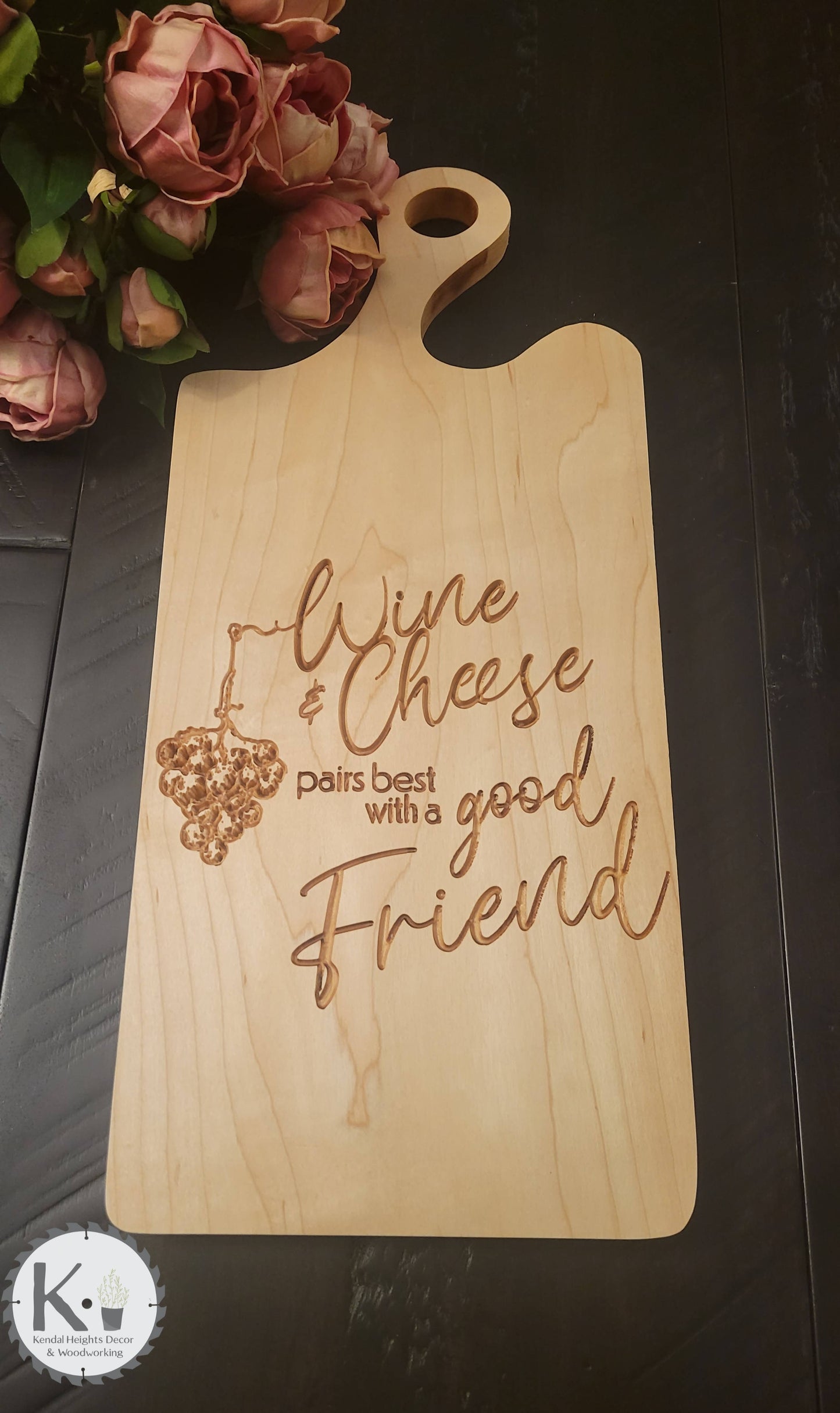 Maple Engraved Charcuterie Board with Handle