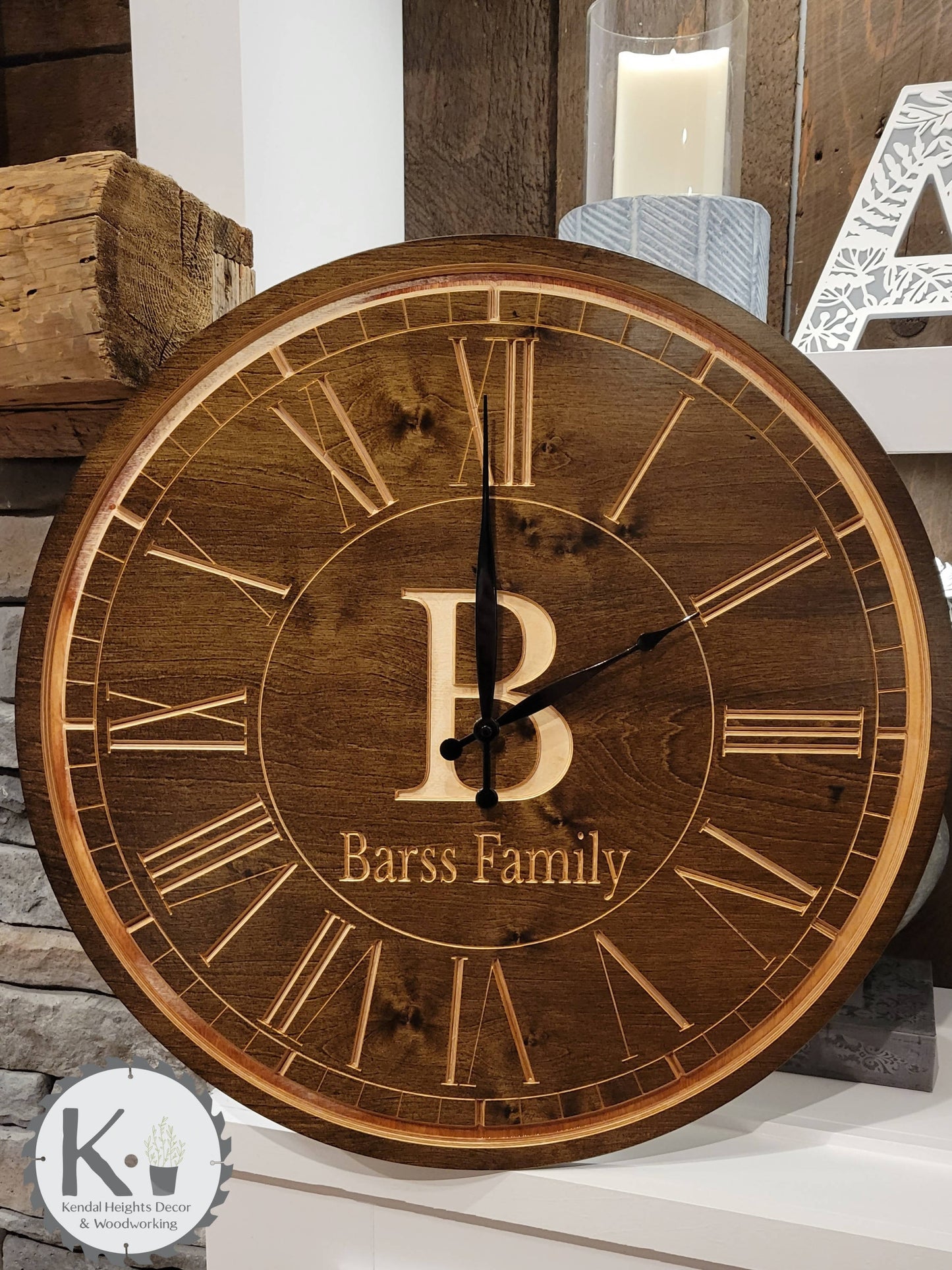 Custom Engraved Family Monogram Clock