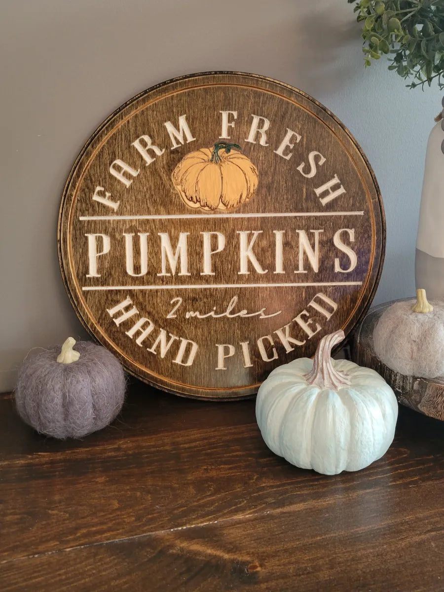 Custom Engraved Round Fall Signs