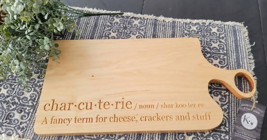 Maple Engraved Charcuterie Board with Handle